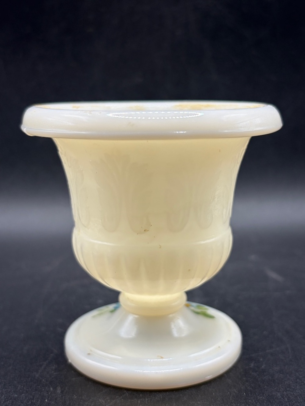 Vintage Hand Painted Floral White Milk Glass Urn Vase Vessel Cottagecore Decor - Picture 5 of 10